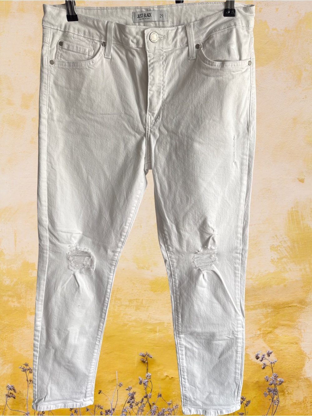 Just Black White Ripped Slim Jeans